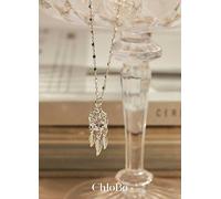 ChloBo Delicate Cube Chain Dream Catcher Necklace Silver