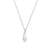 ChloBo Delicate Cube Chain Interlocking Heart & Angel Wing Necklace Silver
