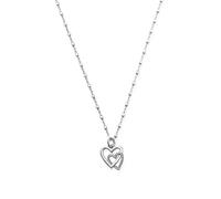 ChloBo Delicate Cube Chain Interlocking Love Heart Necklace Silver