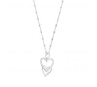 ChloBo Delicate Cube Chain Interlocking Love Heart Necklace 45cm + 5cm