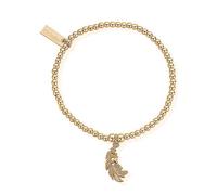 ChloBo Gold Cute Charm Heart in Feather Bracelet Silver