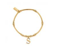 ChloBo Gold Iconic Initial Bracelet - Letter S - Polished Quality | - Sterling Silver / Gold Plated