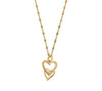 ChloBo Gold Delicate Cube Interlocking Love Heart Necklace GNDC1069 - Gold Plated / Sterling Silver