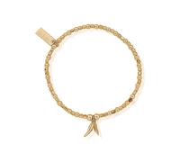 ChloBo Gold Mini Cube Double Feather Bracelet Silver