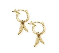 ChloBo Gold Plated Double Feather Hoop Earrings GEH1096