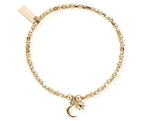 ChloBo Gold Plated Mini Cube Dainty Moon & Sun Bracelet GBCFB1097