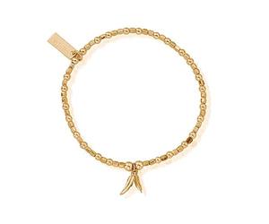 ChloBo Gold Plated Mini Cube Double Feather Bracelet GBCFB1096
