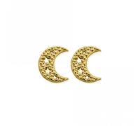 ChloBo Gold Starry Moon Stud Earrings GEST3099 - Elegant Styling | - Sterling Silver / Gold Plated