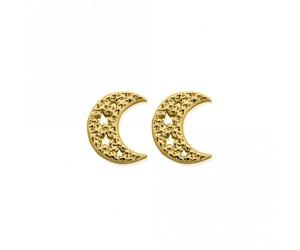 ChloBo Gold Starry Moon Stud Earrings GEST3099 - Elegant Styling | - Sterling Silver / Gold Plated