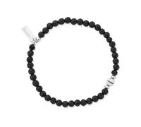 ChloBo Mens Silver Black Lava Bracelet - Silver