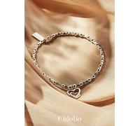 ChloBo Mini Cube Interlocking Love Heart Bracelet Silver