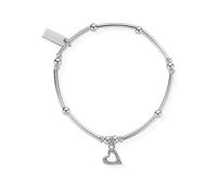 ChloBo Mini Noodle Ball Patterned Heart Bracelet Silver