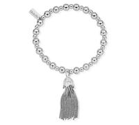 ChloBo Mini Small Ball Tassel Bracelet Silver