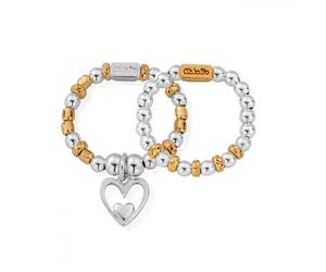 ChloBo Mixed Metal Inner Love Set of 2 Rings Medium Size N-Q