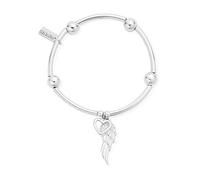 ChloBo Noodle Ball Open Heart & Angel Wing Bracelet Silver