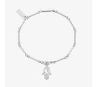 ChloBo Silver Dainty Moon Cut Sparkle Hamsa Bracelet SBMCTN3374