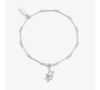 ChloBo Silver Dainty Moon Cut Sparkle Interlocking Star Bracelet SBMCTN3406