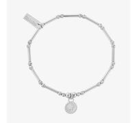 ChloBo Silver Dainty Moon Cut Sparkle Star Bracelet SBMCTN3456