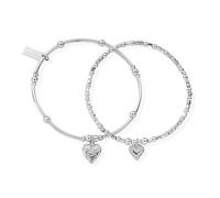 ChloBo Silver Hearts Double Bracelet Set - 18cm