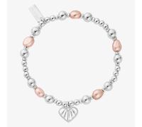 ChloBo Silver Loving Heart Pink Pearl Bracelet SBPP3344