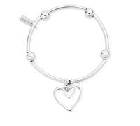 ChloBo Silver Noodle Double Heart Bracelet - Silver