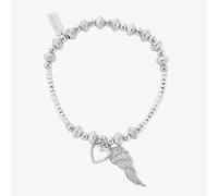 ChloBo Silver Pattern Noodle Disc Heart Angel Wing Bracelet SBHNCD007703