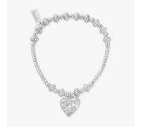 ChloBo Silver Pattern Noodle Disc Starry Heart Bracelet SBHNCD3380