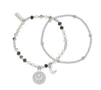 ChloBo Silver Rising Woman Black Rutilated Quartz Set of 2 Bracelets - Silver