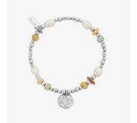 ChloBo Treasures Of Bali Golden Sands Sterling Silver Multi Stone Shell Charm Bracelet SBAPS3526