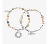 ChloBo Treasures Of Bali Peace And Balance Sterling Silver Mixed Stone Set Of Two Bracelet SBSETAPS3538