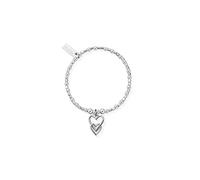 ChloBo Silver Mini Cube Linked Heart Bracelet - Silver