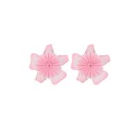 Chloe Bloom Flower Brass Earrings - Pink - One Size