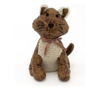 Chloe Cat Doorstop | Faux Leather Cat Door Stop with Ribbon | Cute Fabric Animal Door Stopper 1.5kg - 26cm