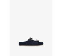 Chloe Chloe Kids' Buckle Suede and Shearling Sandals Navy Eur 38 / 5 UK Adult