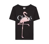 Chloe Flamingo Printed Cotton T-shirt - Black - L (UK14 / L)
