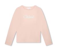 Chloé Girls Pink Organic Cotton WS23 Logo Top-6 Years