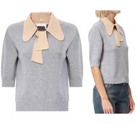 Chloé Gray Pussy Bow Collar Wool And Cashmere Knit Sweater S