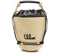 Chloe Logo-embroidered Leather and Raffia Bucket bag - Black And White - One Size