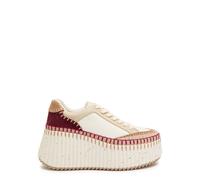 Chloe Nama Panelled Leather Flatform Sneakers - Beige - 39 (IT39 / UK6)