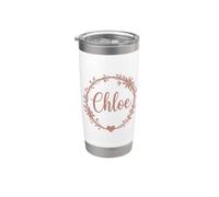 Chloe Name Art Monogram Floral Wreath Boho Aesthetic Stainless Steel Insulated Tumbler