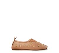 Chloe Rita Stud-embellished Mesh Ballet Flats - Nude - 36 (IT36 / UK3)