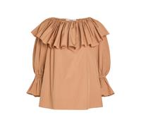 Chloe Ruffle Cotton-poplin Blouse - Sand - 40 (UK12 / M)