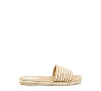 Chloe Sand Striped Woven Sliders - White - 40 (IT40/ UK7)