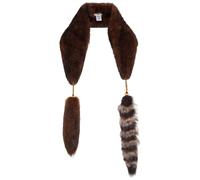 Chloe The Treasure Tails Shearling Scarf - Dark Brown - One Size