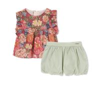 Chloe - Top + Puffy Trousers Set - Garnet Rose - Girl - 12 Months