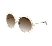 Chloé Woman CH0045S 001 Sunglasses Metal Gold Brown Round Shaded