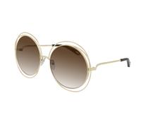 Chloé Woman CH0045S 004 Sunglasses Metal Gold Brown Round Shaded