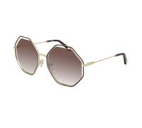 Chloé Woman CH0046S 001 Sunglasses Metal Havana Brown Geometric Normal Shaded
