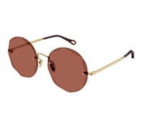 Chloé Woman CH0254S 002 Sunglasses Metal Gold Red Round