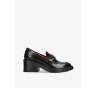 Chloe Womens Black Marcie Logo-plaque Leather Heeled Loafers Eur 38.5 / 5.5 Uk Women